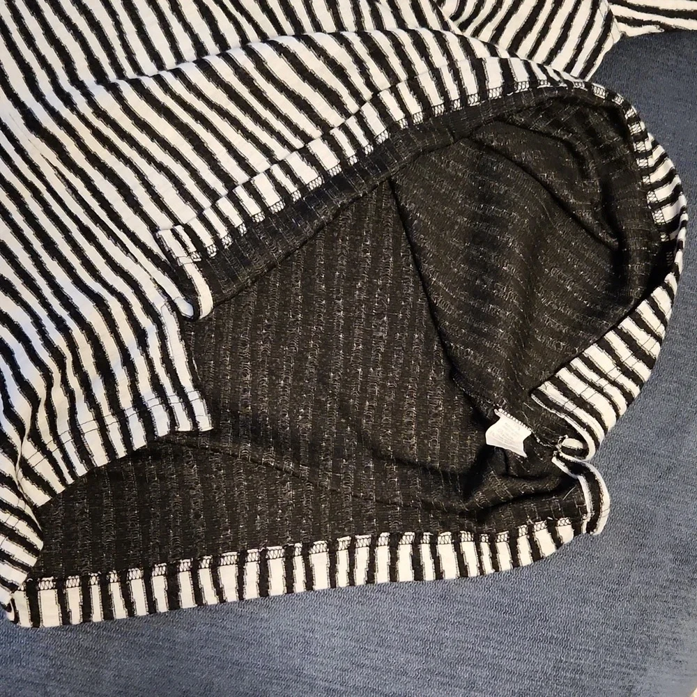 Georgio Danieli Black White Vertical Striped Pullover Sweater Mens M